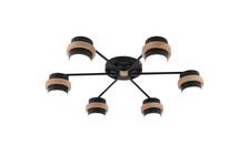 Люстра светодиодная XI1011/6 BK + WOOD 6x15W черный/дерево 3000-6000К d 600 HN25