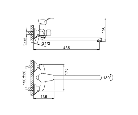 Смеситель для ванны однорычажный FRAP длинный гусак хром 40 к F2214-В Фотография_1