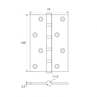 Петля врезная 100х75х2.5 мм В4-СR хром AVERS Фотография_1