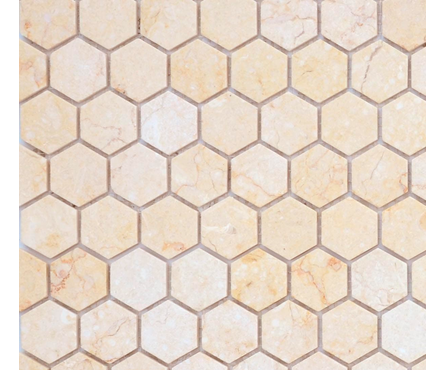 Мозаика Caramelle Mosaic Pietrine Hexagonal Botticino матовая, 292х298х6 мм, чип 18х30 мм Фотография_0