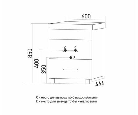 Тумба для ванной Сура-60 с умывальником Classic-60/Марго-60 белый (Andrea) Фотография_3
