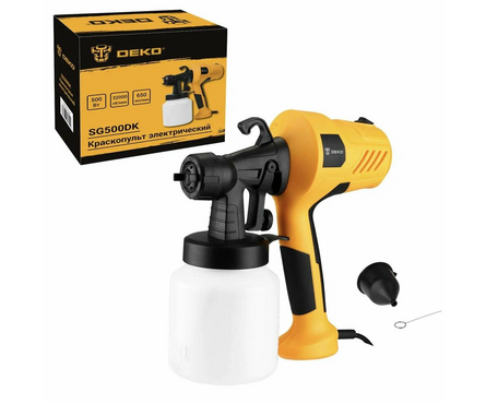 Краскопульт 500 Вт, 650 мл/мин, емкость 800 мл SG500DK DEKO Фотография_4