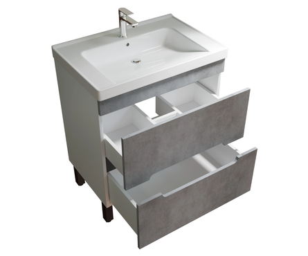 Тумба для ванной «Честер 70» бетон, с умывальником Грейс-70 (ПВХ) Фотография_1