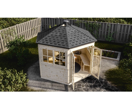 Беседка шестигранная из массива сосны 4х4 м ТЕХНОНИКОЛЬ Фотография_8