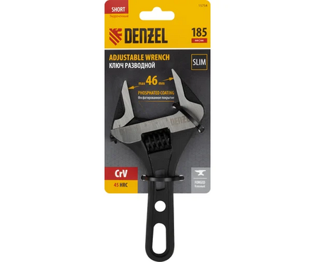 Ключ разводной 185 мм кованный, укороченная рукоятка DENZEL Фотография_4