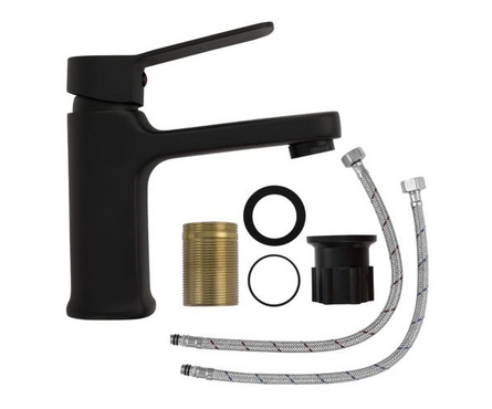 Смеситель для умывальника однорычажный FABIA литой гусак Черный 9731 Фотография_1