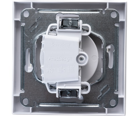 Розетка Schneider Electric Atlas, белая, 1-ая, б/з в сборе, 16А, 250 В Фотография_1