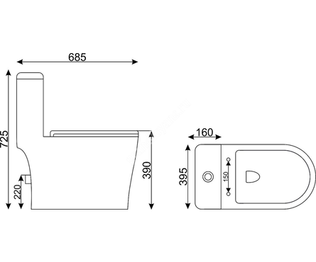 Унитаз-монолит SM9609 безободковый, сиденье ДП (с гофрой и подводкой) EVA GOLD Фотография_2