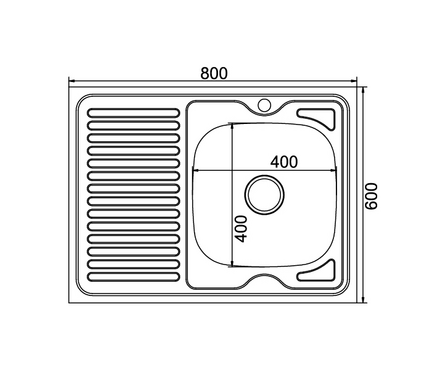 Мойка 60х80 см (0,8) накладная правый вып 3 1\2 18 см с сифоном MIXLINE Фотография_1
