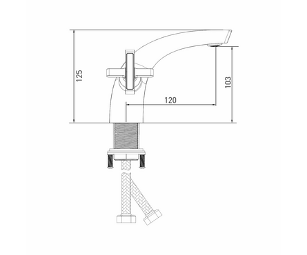 Смеситель для умывальника двухвентельный MIXLINE литой гусак хром Cross ML37-04 Фотография_4