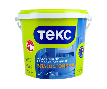 Краска интерьерная глубокоматовая, латексная ВД ТЕКС Универсал Влагостойкая, белая, 7 кг Фотография_1