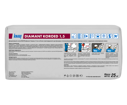 Штукатурка декоративная короед 1.5 мм KNAUF Диамант 25 кг Фотография_1
