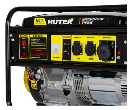 Генератор бензиновый 6.5 кВт 220В бак 25 л ручной стартер DY8000L HUTER Фотография_2