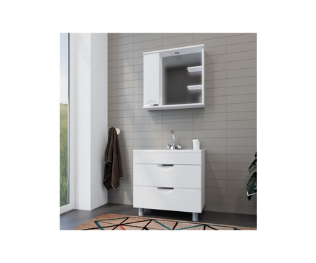 Тумба для ванной Mixline «Этьен-75» с умывальником «Elen - 75» белая (ПВХ) Фотография_2