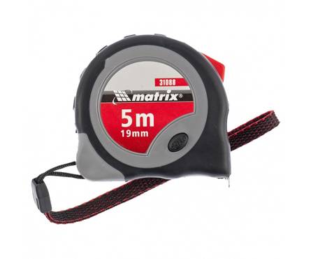Рулетка MATRIX Continuous fixation, 5 м х 19 мм, двухкомпонентный корпус, плавная фиксация Фотография_0