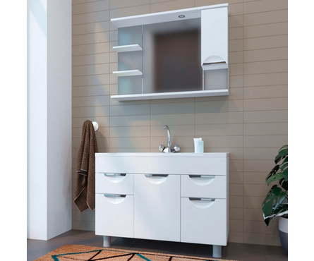 Шкаф навесной MIXLINE Этьен 100 правый с подсветкой, белый (ПВХ) Фотография_2