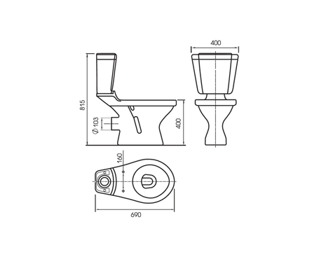 Унитаз-компакт Cersanit MITO TOP, сиденье полипропилен стандарт S-KO-MIR-TOP-ST-P-w Фотография_2