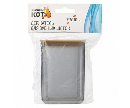 Стакан для зубных щеток Оникс бамбук Рыжий кот Фотография_1