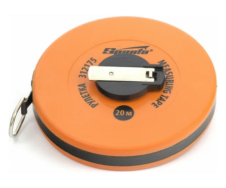 Рулетка 20 м 12.5 мм геодезическая лента ПВХ, закрытый круглый корпус SPARTA Фотография_1
