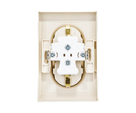 Розетка ATLAS бежевая, двойная, с заземлением, в сборе, 16А\250В (Schneider Electric) Фотография_1