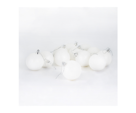 Набор елочных шаров d 6 см белый (12 шт/уп) Фотография_1