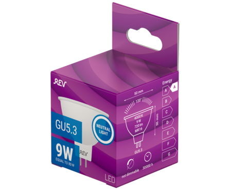 Лампа светодиодная 9 Вт GU5.3 MR16 4000К 220В REV Фотография_1