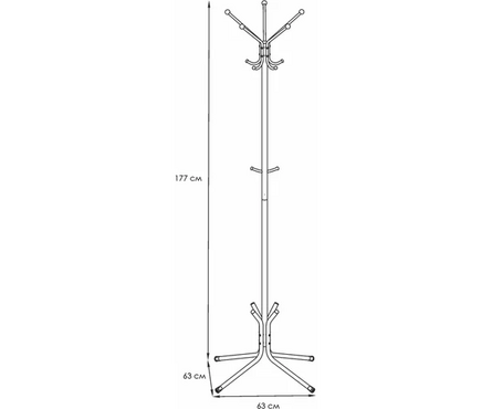 Вешалка напольная для верхней одежды 63х63х177 см черная ЛУЧ-5 Фотография_3