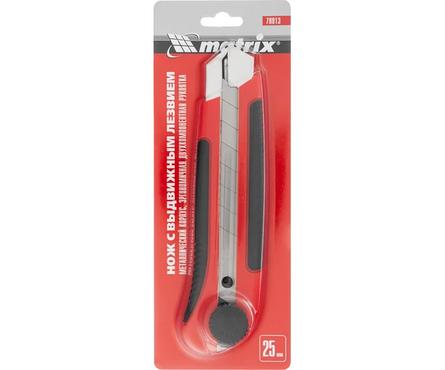 Нож 25 мм выдвиж. лезвия, металл. двухкомпонентный корпус, с магнитом MATRIX Фотография_3