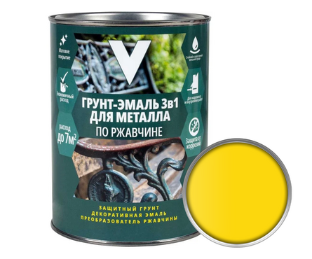 Грунт-эмаль по ржавчине 3 в 1 желтый V 1.8 кг Фотография_0