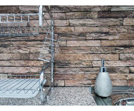 Панель ПВХ Сланец плоский бежевый 0.4 мм, 974х493 мм (0.4802 м²) Фотография_1