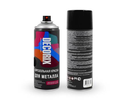 Аэрозольная акриловая краска Decorix для металла 520 мл, чёрная глянцевая Фотография_0