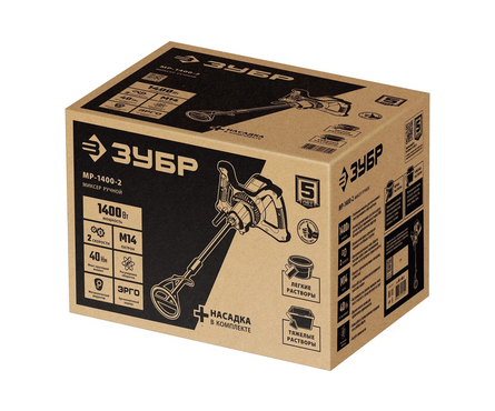Миксер 1400 Вт, 0-620/0-810 об/мин, 2 скорости, рег. оборотов, венчик 120 мм ЗУБР Фотография_6