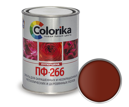 Эмаль для пола Colorika ПФ-266, красно-коричневая (0.9 кг) Фотография_0