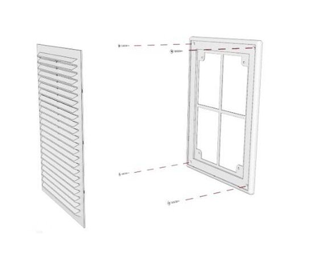 Решетка ПВХ вентиляционная вытяжная с сеткой с рамкой разъемная 150х150 мм белая ЭВЕНТ Фотография_2
