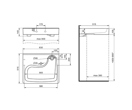 Умывальник на стиральную машину 60х50 см с кронштейнами Клио SANTEK Фотография_2