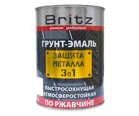 Грунт-эмаль по ржавчине BRITZ Защита металла 3 в 1, черный, 2.2 кг Фотография_1