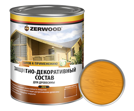 Защитно-декоративный состав ZERWOOD ZDS для древесины, калужница, 3 л Фотография_0