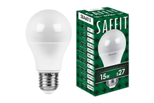 Лампа светодиодная SAFFIT LED 15 Вт, цоколь Е27, 4000 К, свет белый холодный, груша