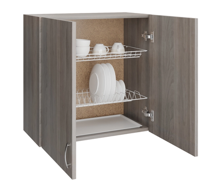 Шкаф навесной кухонный распашные дверцы 60 см ЛДСП ясень/шимо светлый с сушкой Фотография_1