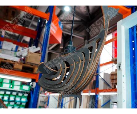 Светильник подвесной Мелодия Света WL010-Whale-1P-400 WG Кит, дерево, венге, Е27 Фотография_4