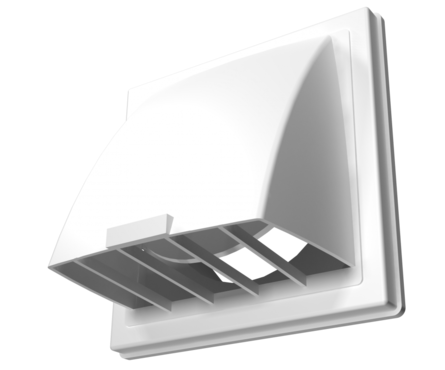 Выход стенной вытяжной Event ПВХ с обратным клапаном, с фланцем, белый, d 125 мм, 175х175 мм, Фотография_1