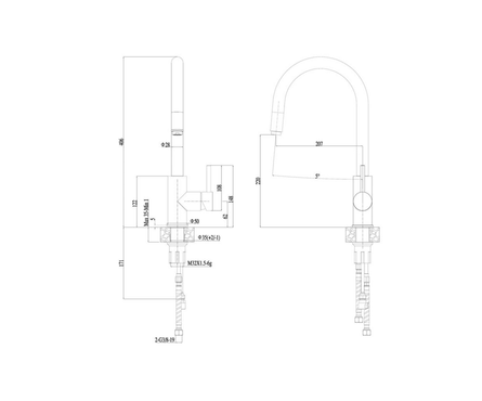 Смеситель для кухни однорычажный HAIBA высокий гусак сатин HB71304-3 Фотография_1