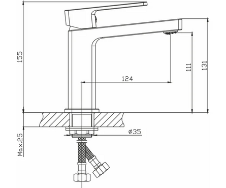 Смеситель для умывальника однорычажный MIXLINE литой гусак черный 35к ML34-04 Фотография_3