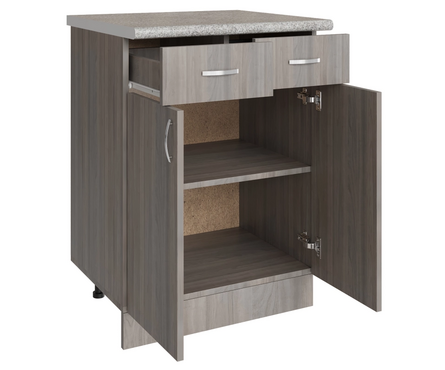 Стол-тумба кухонный распашные дверцы со столешницей 60 см ЛДСП ясень/шимо светлый (2 ящика ) Фотография_1