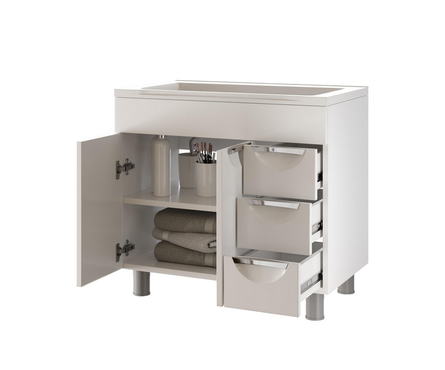 Тумба для ванной Mixline «Этьен 80» белая, с умывальником Elen - 80, литьевой мрамор (ПВХ) Фотография_1