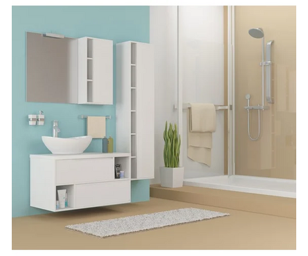 Тумба подвесная Аврора 90 белая со столешницей Фотография_3