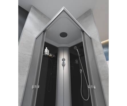 Душевая кабина EvaGold F901BS-Q квадрат 900x900x2280x4 мм, низкий поддон, матовый профиль, черное стекло Фотография_4