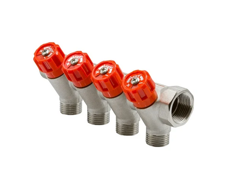 Коллектор 4 выход 3/4х1/2 нар. резьба с регулировочными вентилями VRT Фотография_2