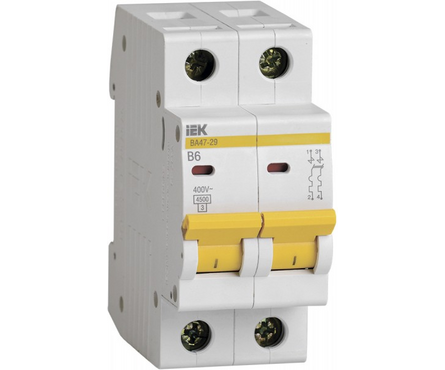 Выключатель автоматический модульный 2п C 6А ВА47-29 IEK Фотография_0