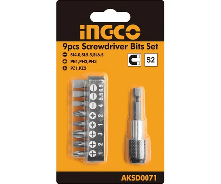 Набор бит с держателем 9 предметов INGCO Фотография_0